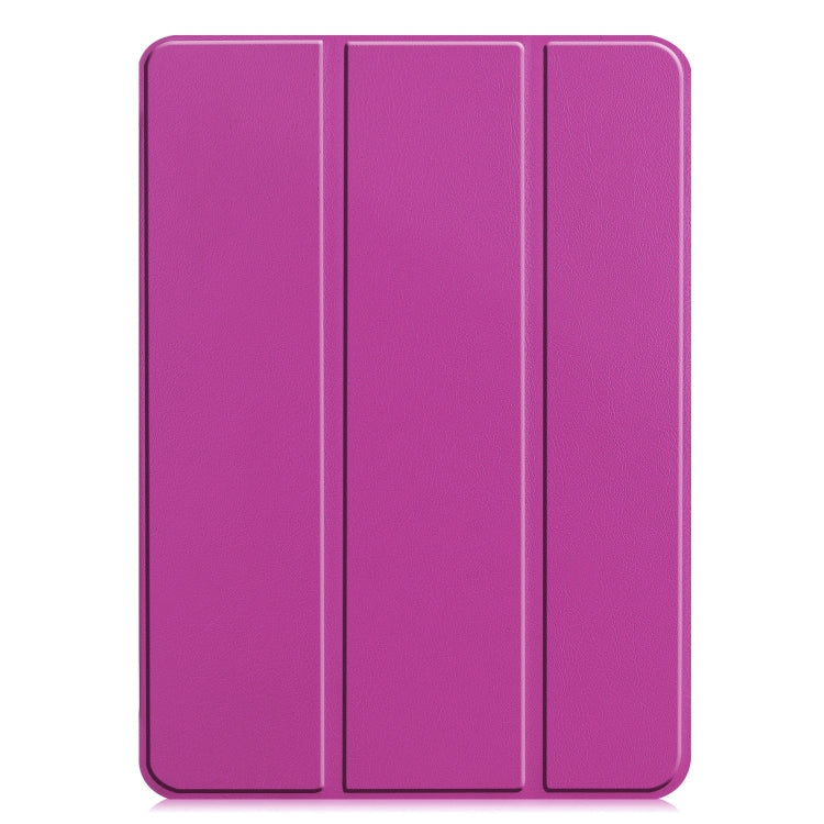 For iPad Pro 11 2024 Custer Pure Color 3-Fold Holder Smart Leather Tablet Case(Purple) - iPad Pro 11 2024 Cases by PMC TechLife | Online Shopping South Africa | PMC TechLife | Buy Now Pay Later Mobicred