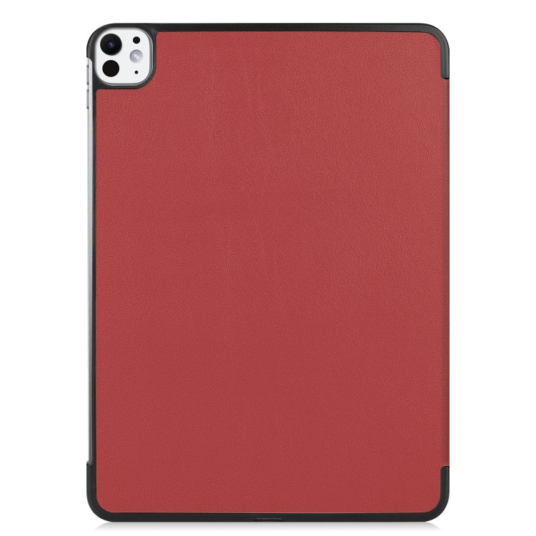 For iPad Pro 11 2024 Custer Pure Color 3-Fold Holder Smart Leather Tablet Case(Wine Red) - iPad Pro 11 2024 Cases by PMC TechLife | Online Shopping South Africa | PMC TechLife | Buy Now Pay Later Mobicred