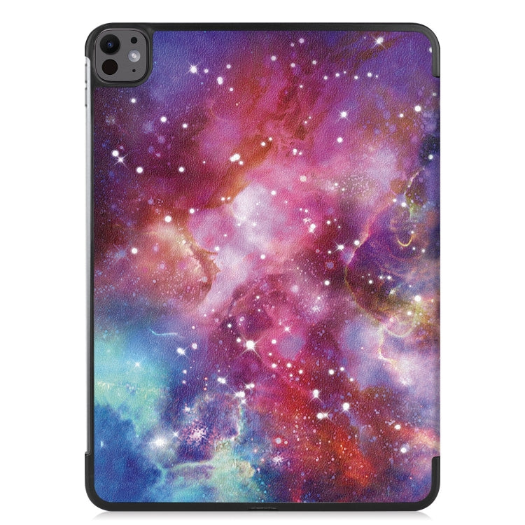 For iPad Pro 13 2024 Custer Painted 3-Fold Holder Smart Leather Tablet Case(Milky Way Nebula) - iPad Pro 13 2024 Cases by PMC TechLife | Online Shopping South Africa | PMC TechLife | Buy Now Pay Later Mobicred