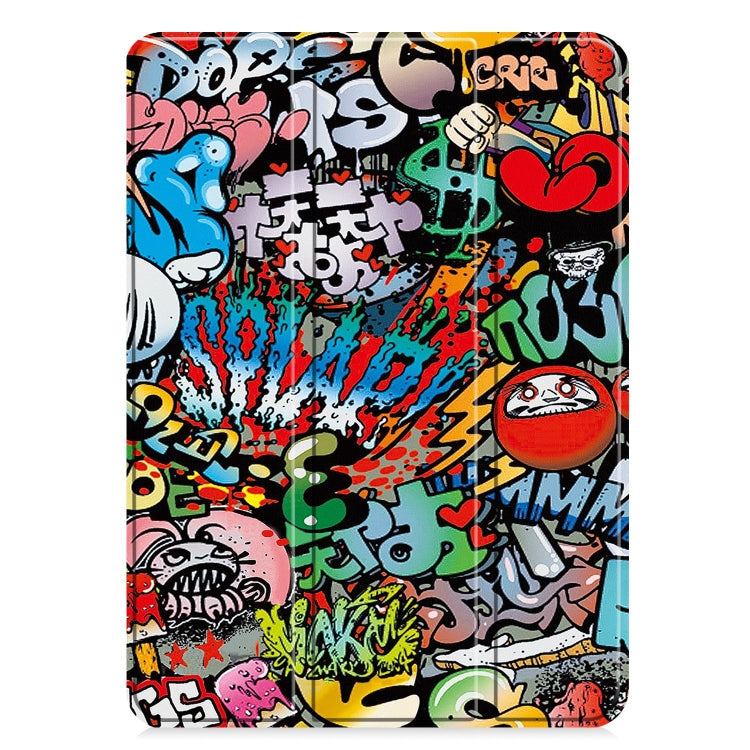 For iPad Pro 13 2024 Custer Painted 3-Fold Holder Smart Leather Tablet Case(Graffiti) - iPad Pro 13 2024 Cases by PMC TechLife | Online Shopping South Africa | PMC TechLife | Buy Now Pay Later Mobicred