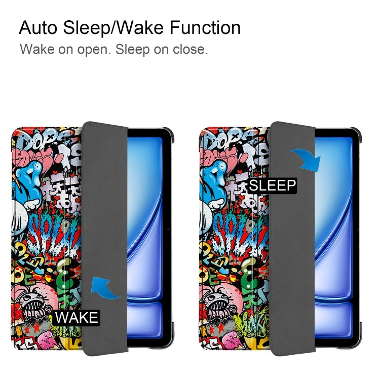 For iPad Air 13 2024 Custer Painted 3-Fold Holder Smart Leather Tablet Case(Graffiti) - iPad Air 13 2024 Cases by PMC TechLife | Online Shopping South Africa | PMC TechLife | Buy Now Pay Later Mobicred