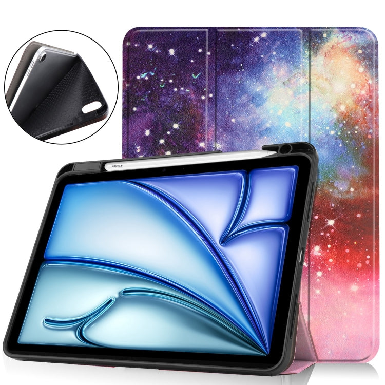 For iPad Air 11 2024 Custer Painted 3-Fold Holder Smart Leather Tablet Case(Milky Way Nebula) - iPad Air 11 2024 Cases by PMC TechLife | Online Shopping South Africa | PMC TechLife | Buy Now Pay Later Mobicred