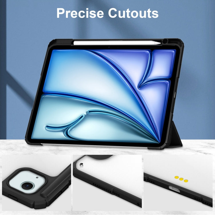 For iPad Air 13 2024 Pure Color 3-fold Clear TPU Smart Leather Tablet Case(Black) - iPad Air 13 2024 Cases by PMC TechLife | Online Shopping South Africa | PMC TechLife | Buy Now Pay Later Mobicred
