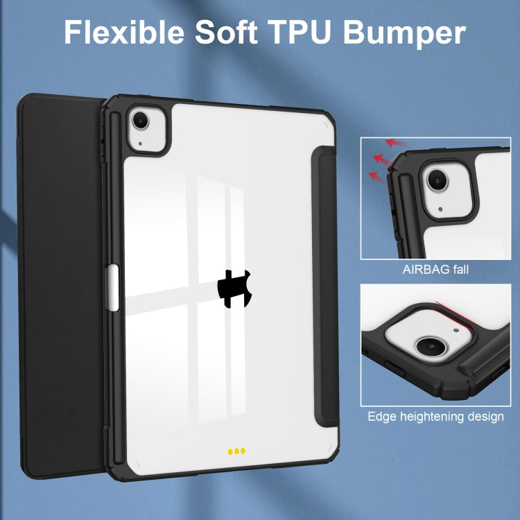 For iPad Air 13 2024 Pure Color 3-fold Clear TPU Smart Leather Tablet Case(Black) - iPad Air 13 2024 Cases by PMC TechLife | Online Shopping South Africa | PMC TechLife | Buy Now Pay Later Mobicred