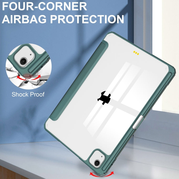 For iPad Air 13 2025 / 2024 Pure Color 3-fold Clear TPU Smart Leather Tablet Case(Dark Green) - iPad Air 13 2025 / 2024 Cases by PMC TechLife | Online Shopping South Africa | PMC TechLife | Buy Now Pay Later Mobicred