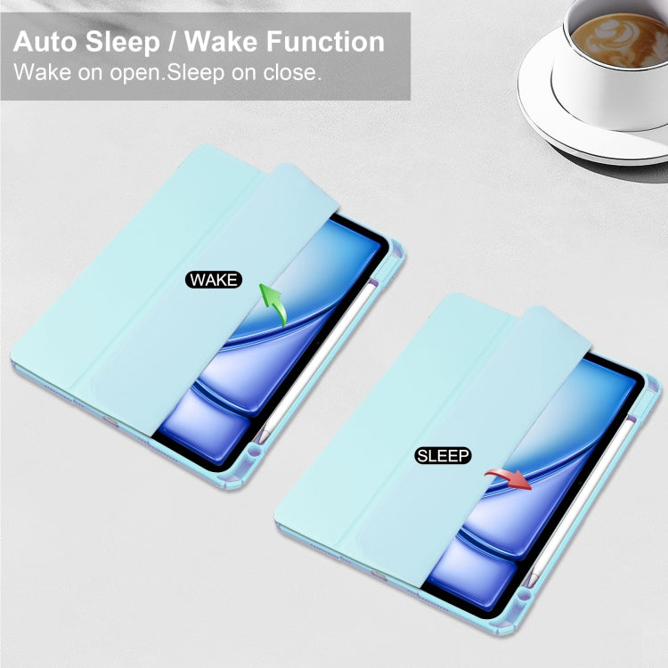 For iPad Air 13 2024 Pure Color 3-fold Clear TPU Smart Leather Tablet Case(Sky Blue) - iPad Air 13 2024 Cases by PMC TechLife | Online Shopping South Africa | PMC TechLife | Buy Now Pay Later Mobicred