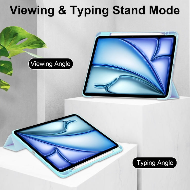 For iPad Air 13 2024 Pure Color 3-fold Clear TPU Smart Leather Tablet Case(Sky Blue) - iPad Air 13 2024 Cases by PMC TechLife | Online Shopping South Africa | PMC TechLife | Buy Now Pay Later Mobicred