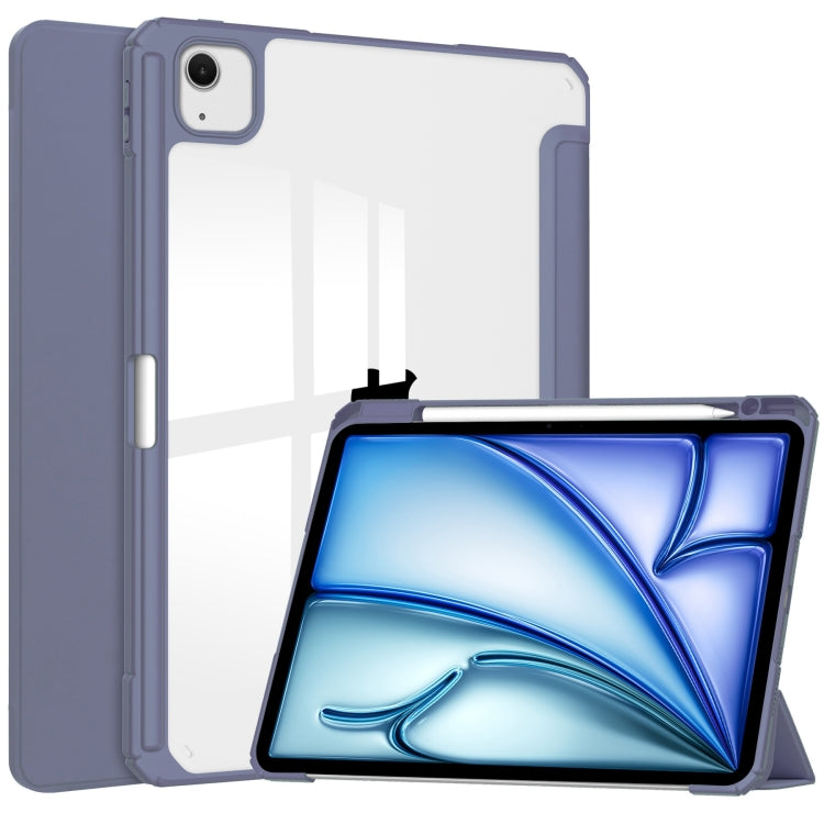 For iPad Air 13 2025 / 2024 Pure Color 3-fold Clear TPU Smart Leather Tablet Case(Lavender) - iPad Air 13 2025 / 2024 Cases by PMC TechLife | Online Shopping South Africa | PMC TechLife | Buy Now Pay Later Mobicred