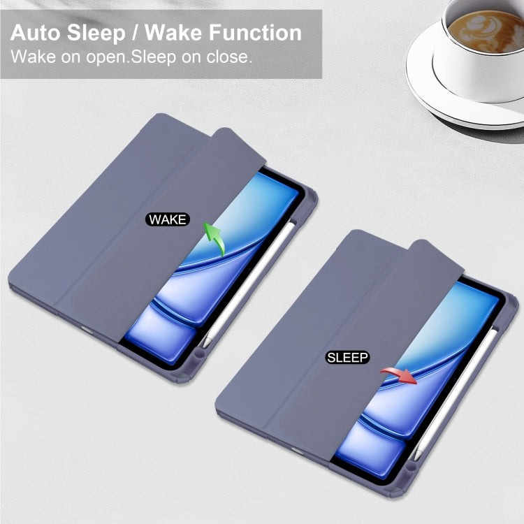 For iPad Air 13 2025 / 2024 Pure Color 3-fold Clear TPU Smart Leather Tablet Case(Lavender) - iPad Air 13 2025 / 2024 Cases by PMC TechLife | Online Shopping South Africa | PMC TechLife | Buy Now Pay Later Mobicred