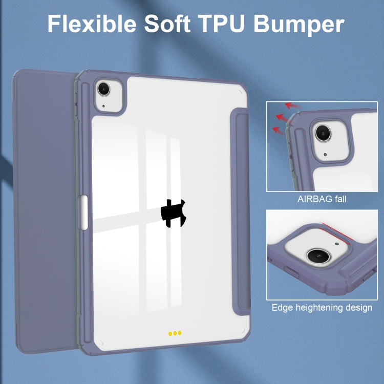 For iPad Air 13 2025 / 2024 Pure Color 3-fold Clear TPU Smart Leather Tablet Case(Lavender) - iPad Air 13 2025 / 2024 Cases by PMC TechLife | Online Shopping South Africa | PMC TechLife | Buy Now Pay Later Mobicred