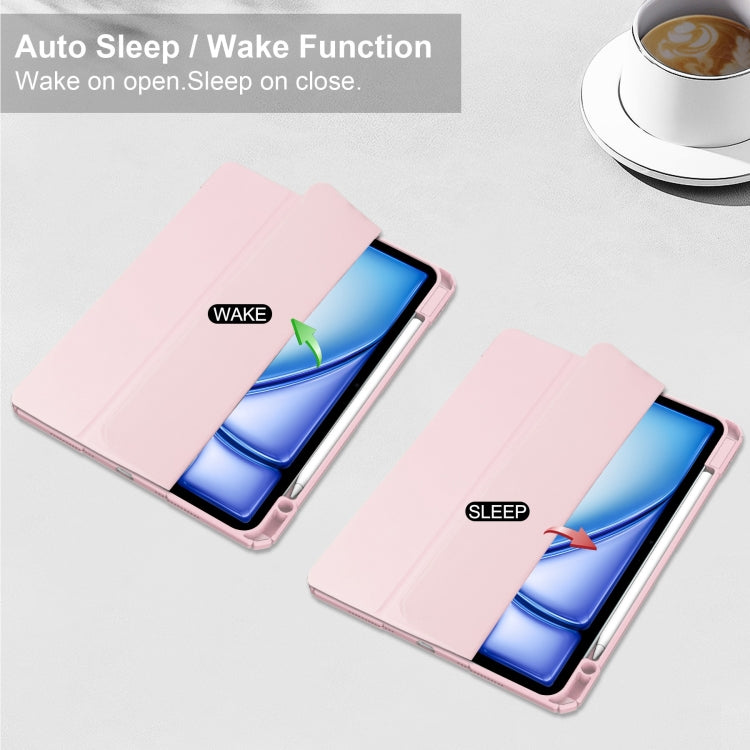 For iPad Air 13 2025 / 2024 Pure Color 3-fold Clear TPU Smart Leather Tablet Case(Pink) - iPad Air 13 2025 / 2024 Cases by PMC TechLife | Online Shopping South Africa | PMC TechLife | Buy Now Pay Later Mobicred