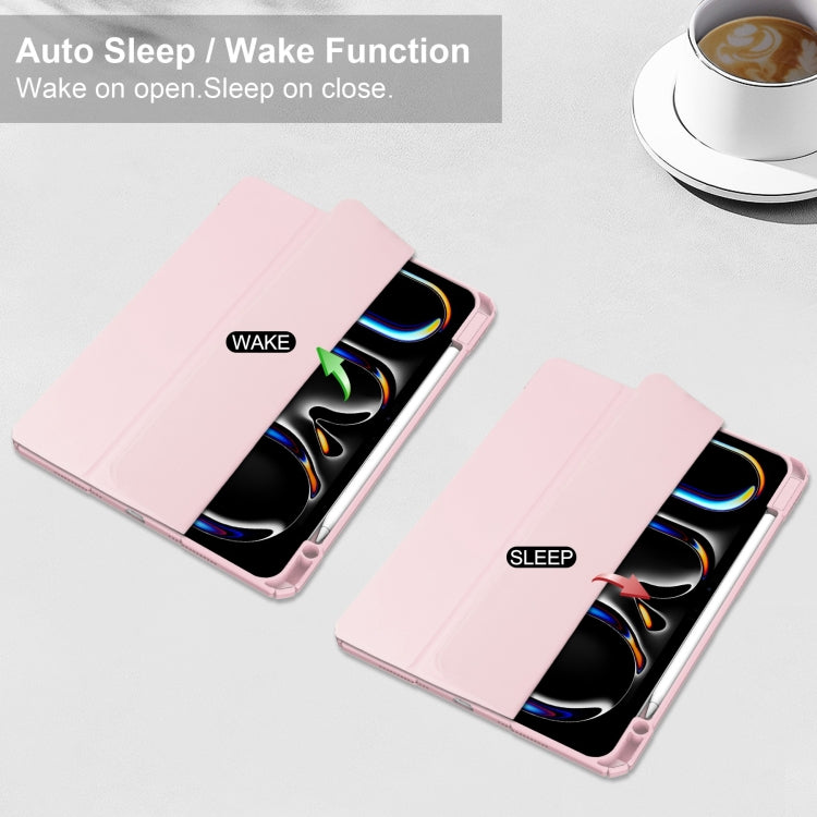 For iPad Pro 11 2024 Pure Color 3-fold Clear TPU Smart Leather Tablet Case(Pink) - free shipping - PMC TechLife - Order now!