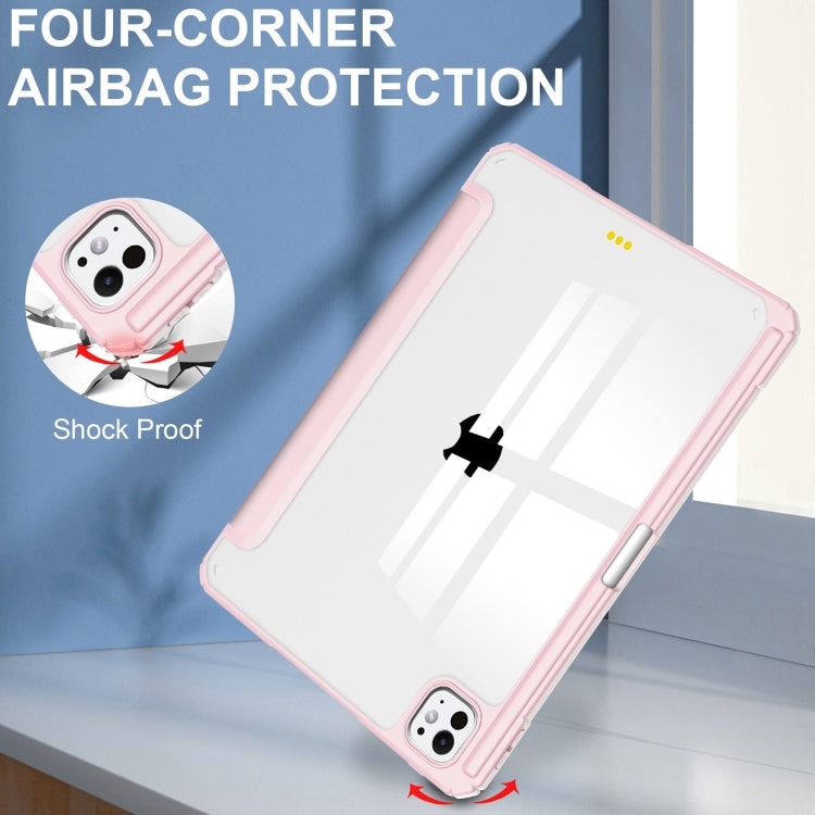 For iPad Pro 11 2024 Pure Color 3-fold Clear TPU Smart Leather Tablet Case(Pink) - free shipping - PMC TechLife - Order now!