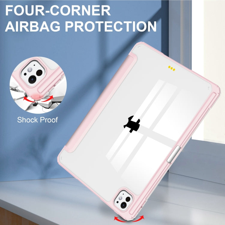 For iPad Pro 13 2024 Pure Color 3-fold Clear TPU Smart Leather Tablet Case(Pink) - iPad Pro 13 2024 Cases by PMC TechLife | Online Shopping South Africa | PMC TechLife | Buy Now Pay Later Mobicred