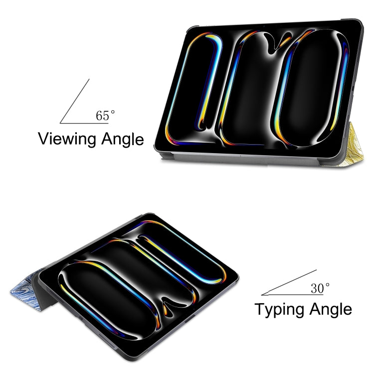 For iPad Pro 11 2024 Custer Painted 3-Fold Holder Smart Leather Tablet Case(Starry Sky) - iPad Pro 11 2024 Cases by PMC TechLife | Online Shopping South Africa | PMC TechLife | Buy Now Pay Later Mobicred