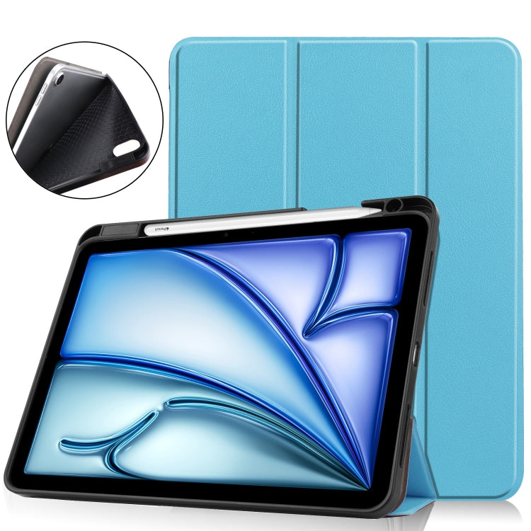 For iPad Air 11 2024 Custer TPU Pure Color 3-Fold Holder Smart Leather Tablet Case(Sky Blue) - iPad Air 11 2024 Cases by PMC TechLife | Online Shopping South Africa | PMC TechLife | Buy Now Pay Later Mobicred