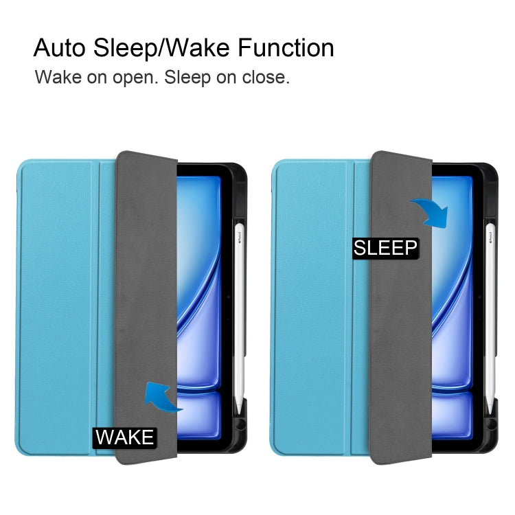 For iPad Air 11 2024 Custer TPU Pure Color 3-Fold Holder Smart Leather Tablet Case(Sky Blue) - iPad Air 11 2024 Cases by PMC TechLife | Online Shopping South Africa | PMC TechLife | Buy Now Pay Later Mobicred