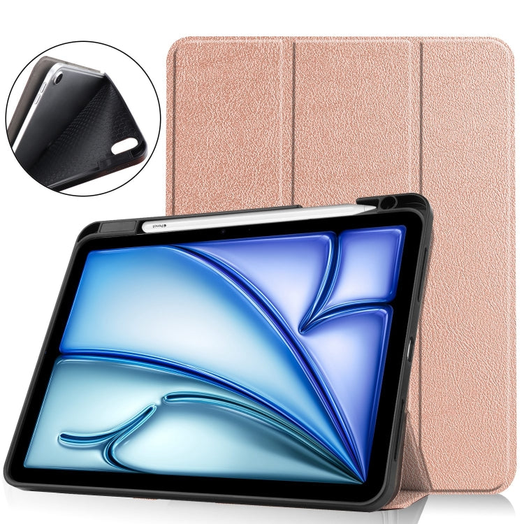For iPad Air 11 2024 / 2025 Custer TPU Pure Color 3-Fold Holder Smart Leather Tablet Case(Rose Gold) - iPad Air 11 2025 / 2024 Cases by PMC TechLife | Online Shopping South Africa | PMC TechLife | Buy Now Pay Later Mobicred