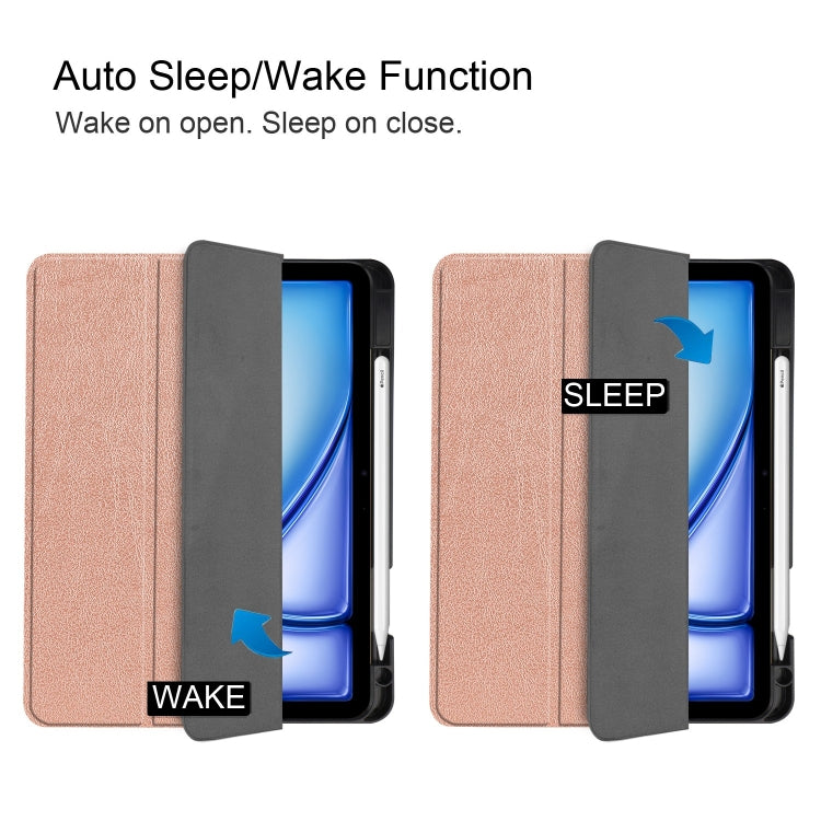 For iPad Air 11 2024 / 2025 Custer TPU Pure Color 3-Fold Holder Smart Leather Tablet Case(Rose Gold) - iPad Air 11 2025 / 2024 Cases by PMC TechLife | Online Shopping South Africa | PMC TechLife | Buy Now Pay Later Mobicred