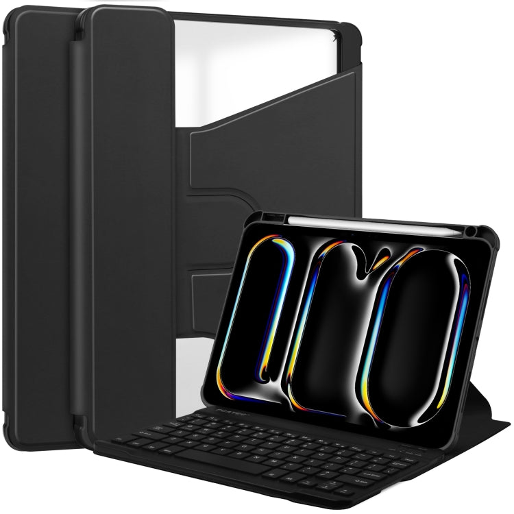 For iPad Pro 13 2024 Transparent Rotation Smart Leather Tablet Case with Keyboard(Black) - iPad Pro 13 2024 Cases by PMC TechLife | Online Shopping South Africa | PMC TechLife | Buy Now Pay Later Mobicred