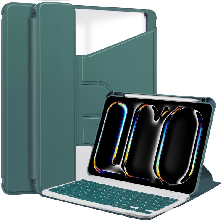 For iPad Pro 13 2024 Transparent Rotation Smart Leather Tablet Case with Keyboard(Dark Green) - iPad Pro 13 2024 Cases by PMC TechLife | Online Shopping South Africa | PMC TechLife | Buy Now Pay Later Mobicred