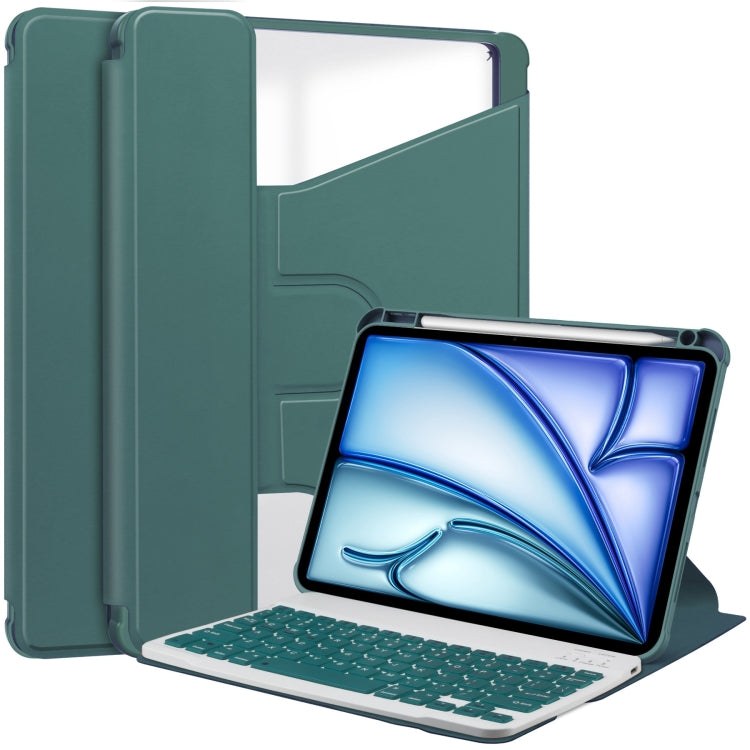 For iPad Air 13 2024 Transparent Rotation Smart Leather Tablet Case with Keyboard(Dark Green) - iPad Air 13 2024 Cases by PMC TechLife | Online Shopping South Africa | PMC TechLife | Buy Now Pay Later Mobicred