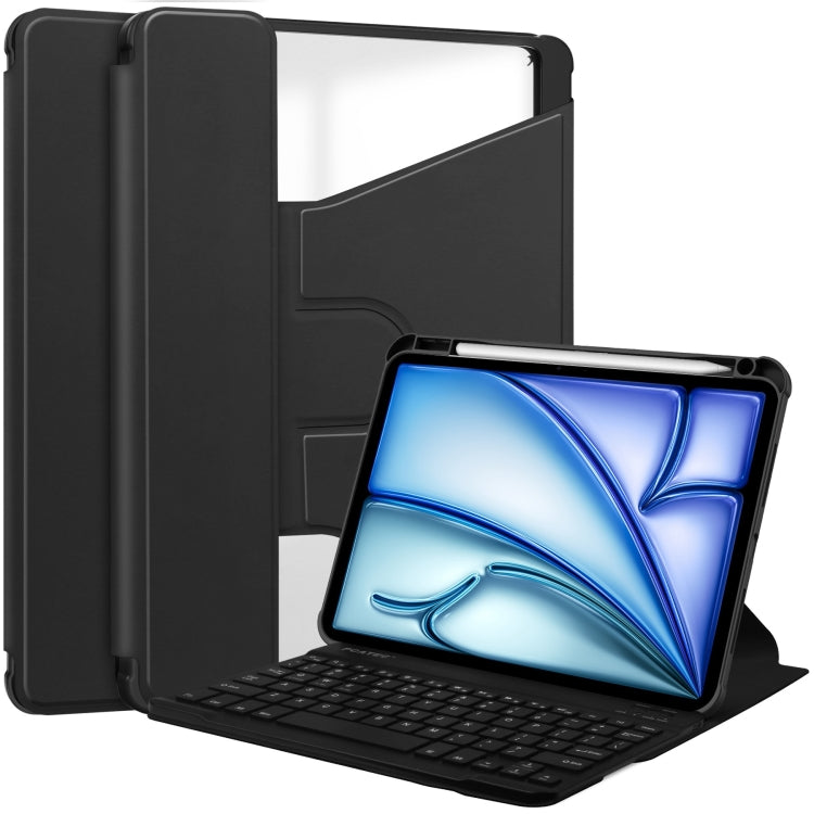 For iPad Air 11 2025 / 2024 Transparent Rotation Smart Leather Tablet Case with Keyboard(Black) - iPad Air 11 2025 / 2024 Cases by PMC TechLife | Online Shopping South Africa | PMC TechLife | Buy Now Pay Later Mobicred