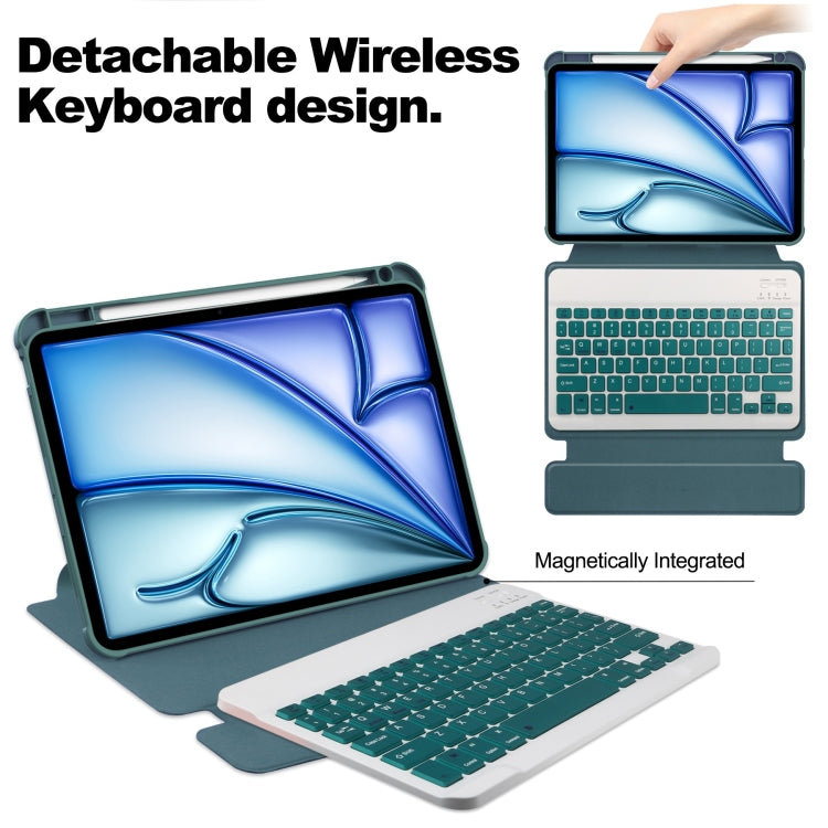 For iPad Air 11 2025 / 2024 Transparent Rotation Smart Leather Tablet Case with Keyboard(Dark Green) - iPad Air 11 2025 / 2024 Cases by PMC TechLife | Online Shopping South Africa | PMC TechLife | Buy Now Pay Later Mobicred