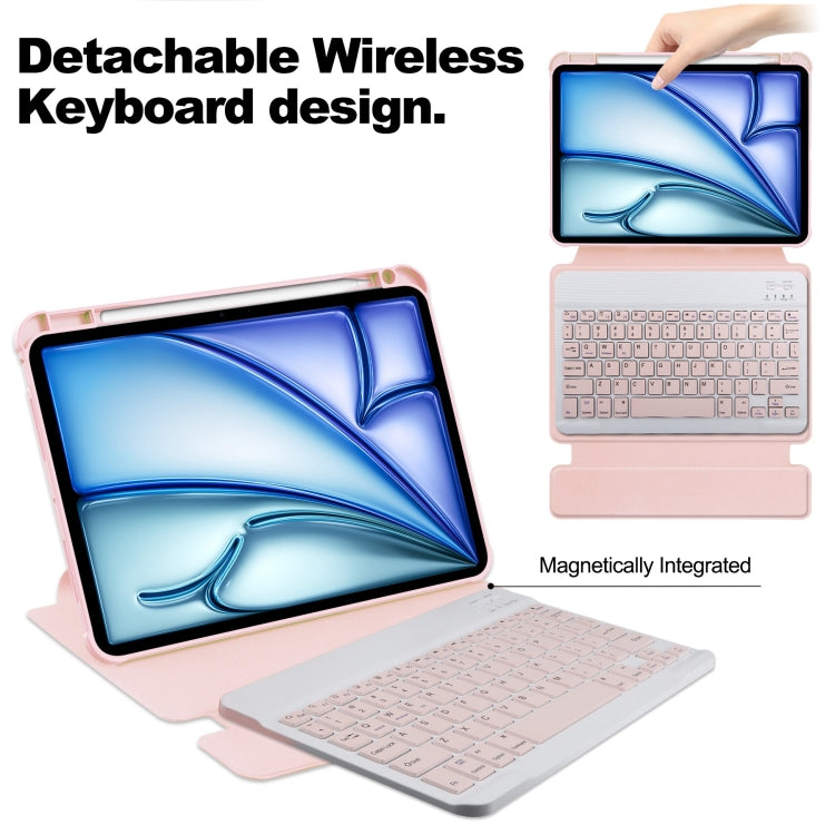 For iPad Air 11 2024 Transparent Rotation Smart Leather Tablet Case with Keyboard(Pink) - iPad Air 11 2024 Cases by PMC TechLife | Online Shopping South Africa | PMC TechLife | Buy Now Pay Later Mobicred