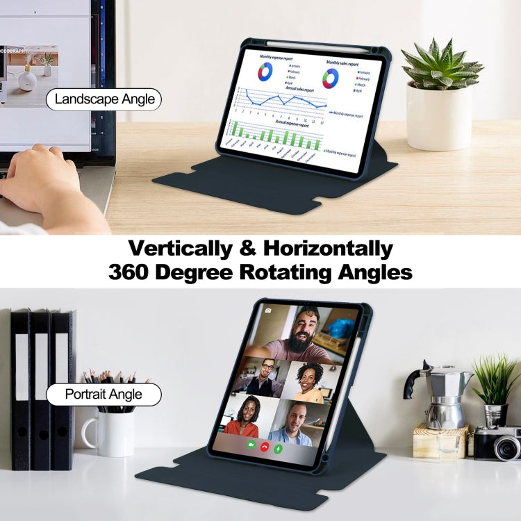 For iPad Air 11 2024 Transparent Rotation Smart Leather Tablet Case with Keyboard(Dark Blue) - iPad Air 11 2024 Cases by PMC TechLife | Online Shopping South Africa | PMC TechLife | Buy Now Pay Later Mobicred