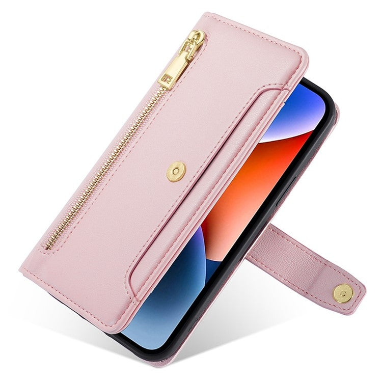 For Google Pixel 9 Sheep Texture Cross-body Zipper Wallet Leather Phone Case(Pink) - free shipping - PMC TechLife - Order now!