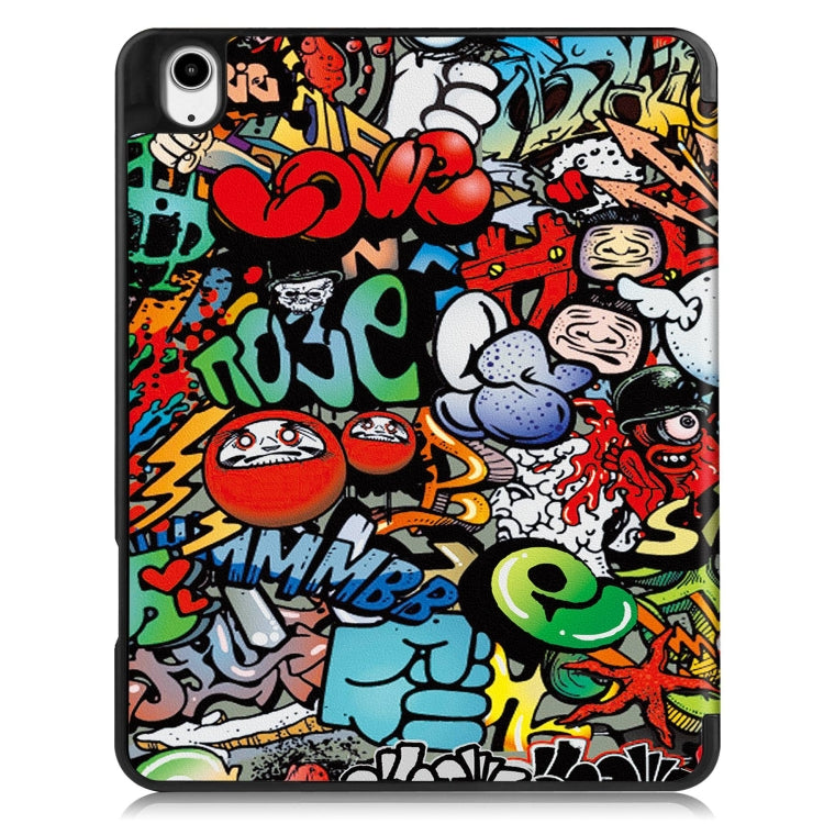 For iPad Air 13 2024 Custer Painted 3-Fold Holder Smart Leather Tablet Case with Pen Tray(Graffiti) - iPad Air 13 2024 Cases by PMC TechLife | Online Shopping South Africa | PMC TechLife | Buy Now Pay Later Mobicred