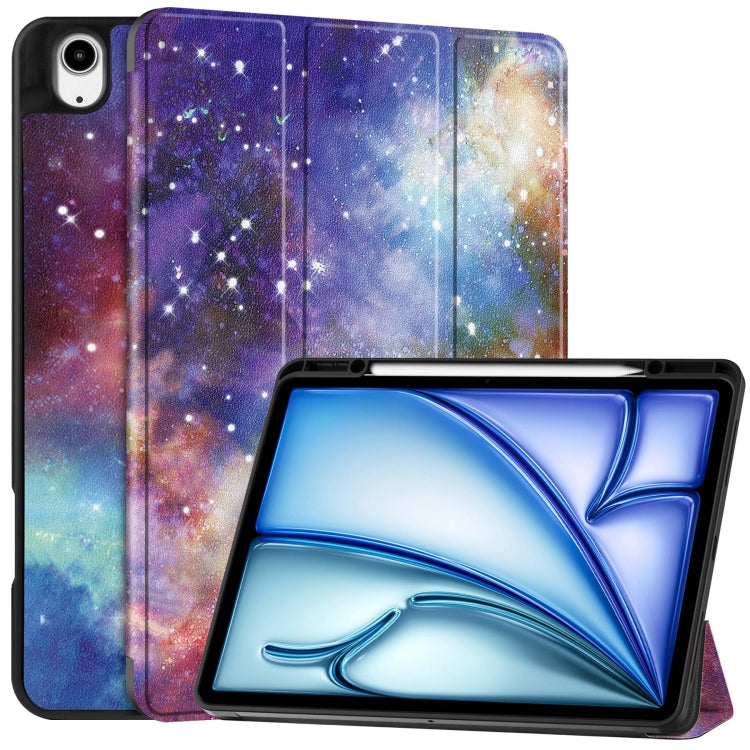For iPad Air 13 2024 / 2025 Custer Painted 3-Fold Holder Smart Leather Tablet Case with Pen Tray(Milky Way Nebula) - iPad Air 13 2025 / 2024 Cases by PMC TechLife | Online Shopping South Africa | PMC TechLife | Buy Now Pay Later Mobicred