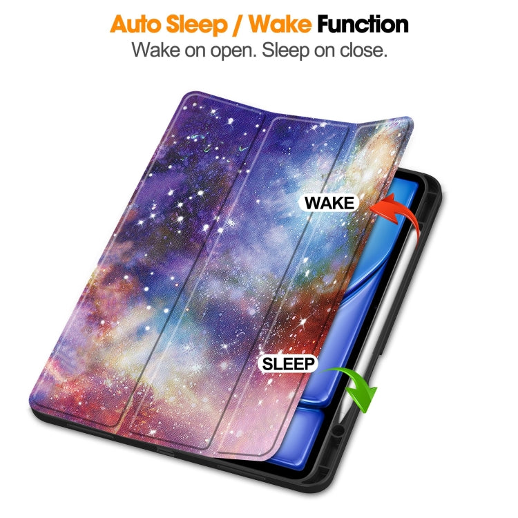 For iPad Air 13 2024 / 2025 Custer Painted 3-Fold Holder Smart Leather Tablet Case with Pen Tray(Milky Way Nebula) - iPad Air 13 2025 / 2024 Cases by PMC TechLife | Online Shopping South Africa | PMC TechLife | Buy Now Pay Later Mobicred