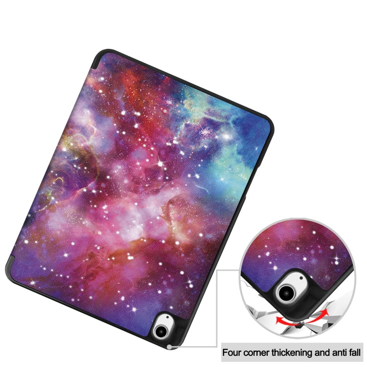 For iPad Air 13 2024 / 2025 Custer Painted 3-Fold Holder Smart Leather Tablet Case with Pen Tray(Milky Way Nebula) - iPad Air 13 2025 / 2024 Cases by PMC TechLife | Online Shopping South Africa | PMC TechLife | Buy Now Pay Later Mobicred