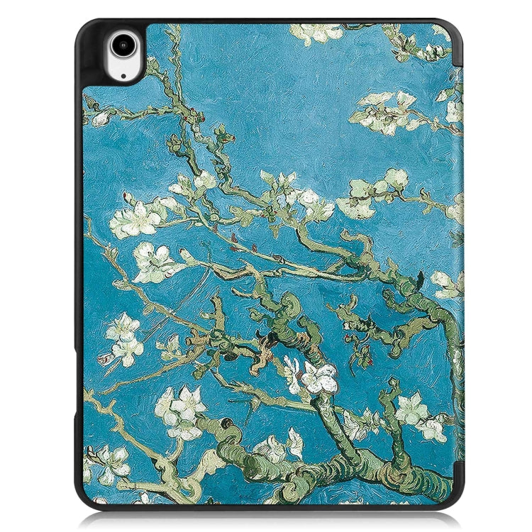 For iPad Air 13 2024 / 2025 Custer Painted 3-Fold Holder Smart Leather Tablet Case with Pen Tray(Apricot Flower) - iPad Air 13 2025 / 2024 Cases by PMC TechLife | Online Shopping South Africa | PMC TechLife | Buy Now Pay Later Mobicred