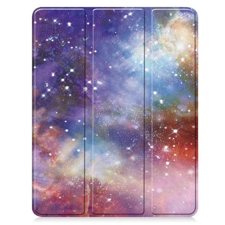 For iPad Pro 13 2024 Custer Painted 3-Fold Holder Smart Leather Tablet Case with Pen Tray(Milky Way Nebula) - iPad Pro 13 2024 Cases by PMC TechLife | Online Shopping South Africa | PMC TechLife | Buy Now Pay Later Mobicred