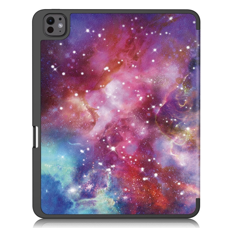 For iPad Pro 13 2024 Custer Painted 3-Fold Holder Smart Leather Tablet Case with Pen Tray(Milky Way Nebula) - iPad Pro 13 2024 Cases by PMC TechLife | Online Shopping South Africa | PMC TechLife | Buy Now Pay Later Mobicred