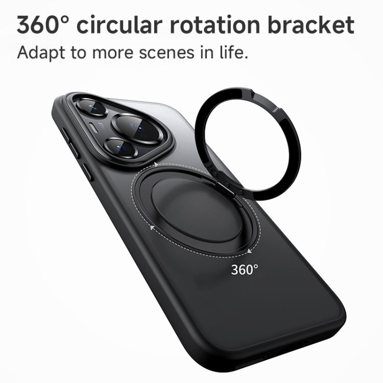 For Huawei Pura 70 Ultra Frosted 360 Rotating Holder Magnetic Full Coverage Shockproof Phone Case(Black) - Huawei Cases by PMC TechLife | Online Shopping South Africa | PMC TechLife | Buy Now Pay Later Mobicred