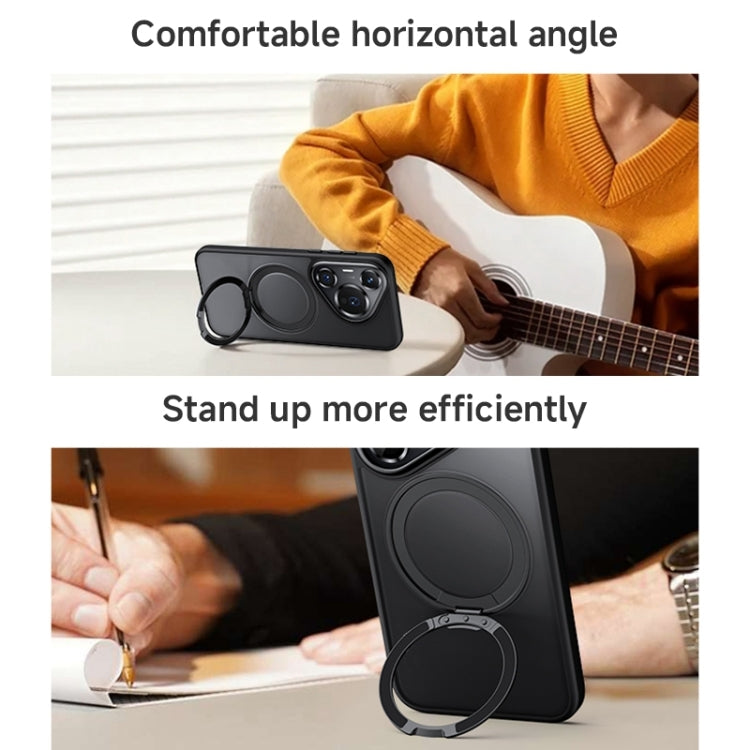 For Huawei Pura 70 Ultra Frosted 360 Rotating Holder Magnetic Full Coverage Shockproof Phone Case(Black) - Huawei Cases by PMC TechLife | Online Shopping South Africa | PMC TechLife | Buy Now Pay Later Mobicred