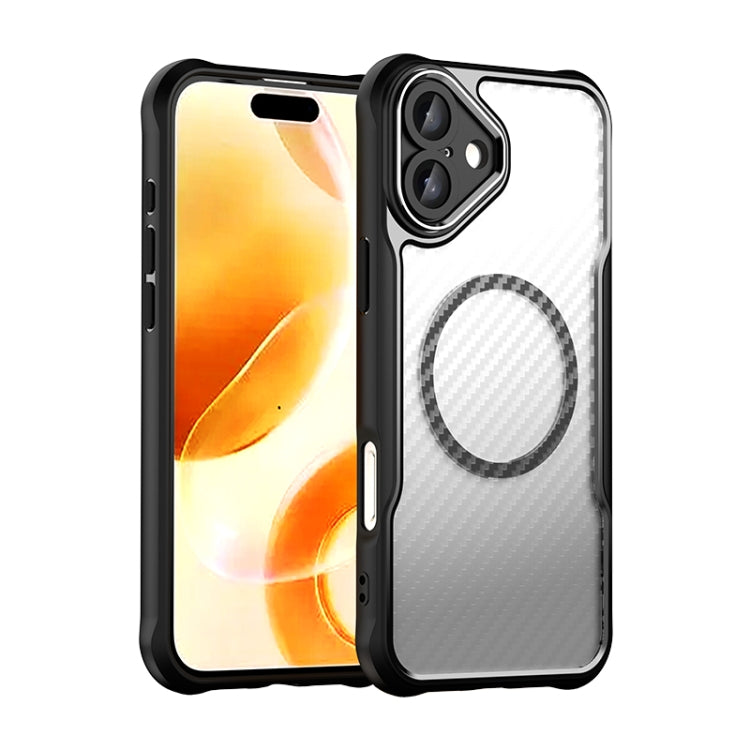 For iPhone 16 Plus Carbon Fiber Texture MagSafe Translucent Phone Case(Black) - iPhone 16 Plus Cases by PMC TechLife | Online Shopping South Africa | PMC TechLife | Buy Now Pay Later Mobicred