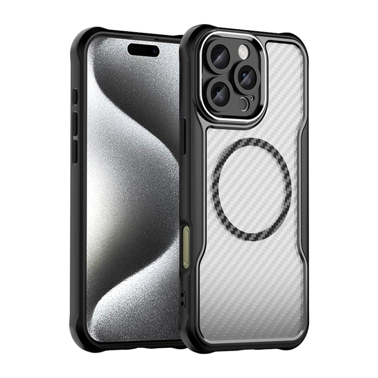 For iPhone 16 Pro Max Carbon Fiber Texture MagSafe Translucent Phone Case(Black) - iPhone 16 Pro Max Cases by PMC TechLife | Online Shopping South Africa | PMC TechLife | Buy Now Pay Later Mobicred