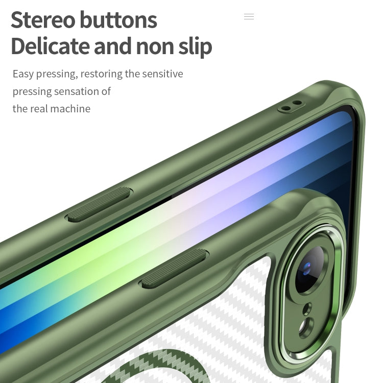 For iPhone 16e Carbon Fiber Texture MagSafe Translucent Phone Case(Green) - iPhone 16e Cases by PMC TechLife | Online Shopping South Africa | PMC TechLife | Buy Now Pay Later Mobicred