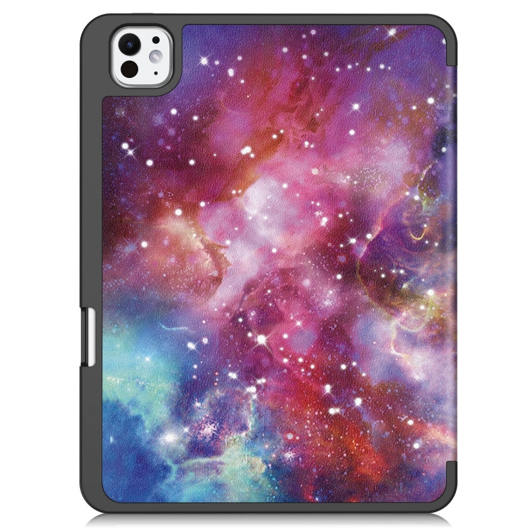 For iPad Pro 11 2024 Custer Painted 3-Fold Holder Smart Leather Tablet Case with Pen Tray(Milky Way Nebula) - iPad Pro 11 2024 Cases by PMC TechLife | Online Shopping South Africa | PMC TechLife | Buy Now Pay Later Mobicred