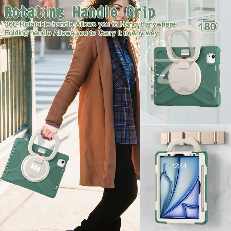 For iPad Air 11 2024 / Air 11 2025 Silicone Hybrid PC Tablet Case with Holder & Shoulder Strap(Emerald Green) - iPad Air 11 2025 / 2024 Cases by PMC TechLife | Online Shopping South Africa | PMC TechLife | Buy Now Pay Later Mobicred