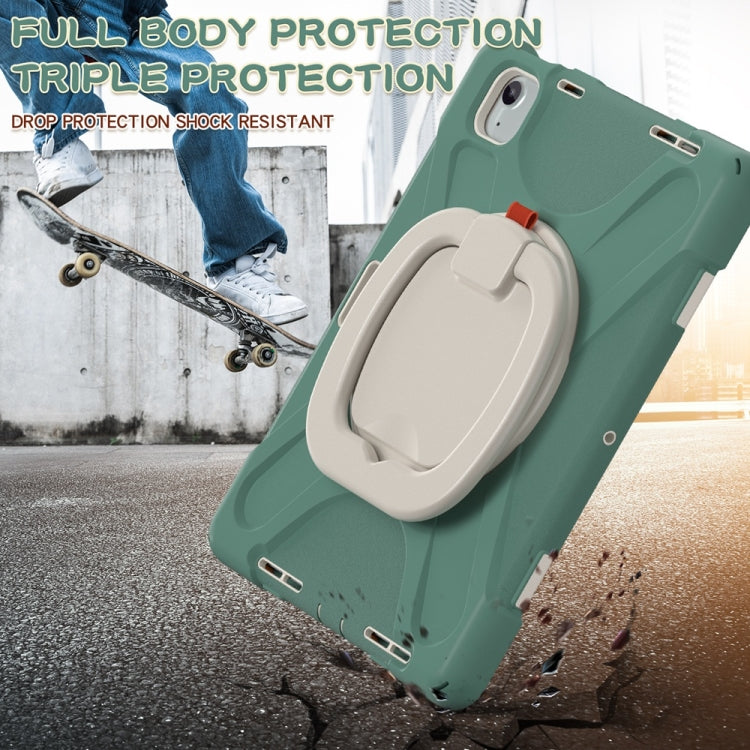 For iPad Air 11 2024 / Air 11 2025 Silicone Hybrid PC Tablet Case with Holder & Shoulder Strap(Emerald Green) - iPad Air 11 2025 / 2024 Cases by PMC TechLife | Online Shopping South Africa | PMC TechLife | Buy Now Pay Later Mobicred