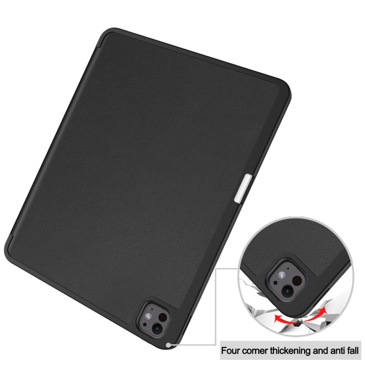 For iPad Pro 13 2024 Custer TPU Pure Color 3-Fold Holder Smart Leather Tablet Case with Pen Tray(Black) - iPad Pro 13 2024 Cases by PMC TechLife | Online Shopping South Africa | PMC TechLife | Buy Now Pay Later Mobicred