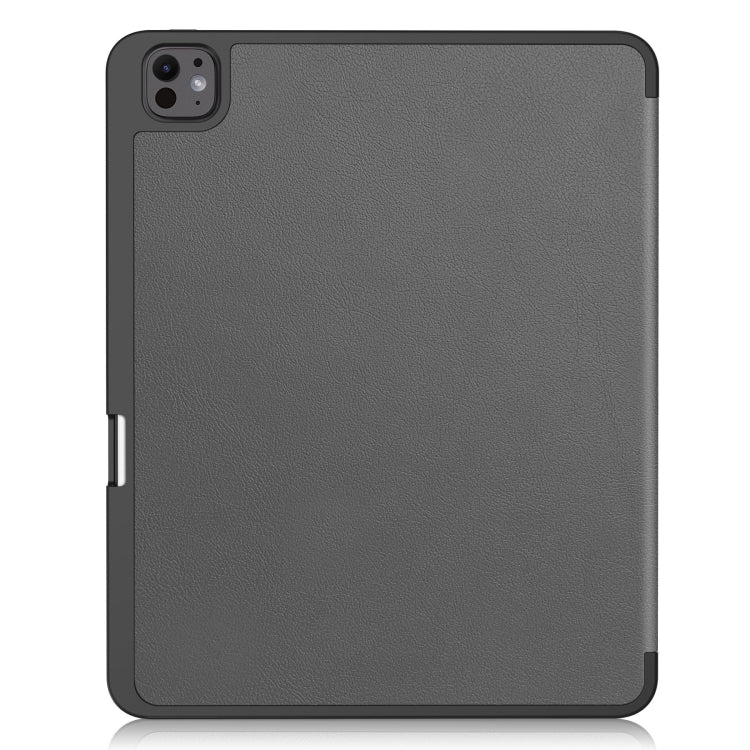 For iPad Pro 13 2024 Custer TPU Pure Color 3-Fold Holder Smart Leather Tablet Case with Pen Tray(Grey) - iPad Pro 13 2024 Cases by PMC TechLife | Online Shopping South Africa | PMC TechLife | Buy Now Pay Later Mobicred