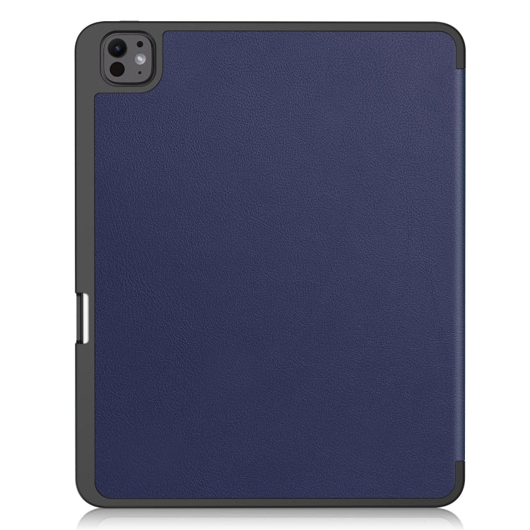 For iPad Pro 13 2024 Custer TPU Pure Color 3-Fold Holder Smart Leather Tablet Case with Pen Tray(Dark Blue) - free shipping - PMC TechLife - Order now!