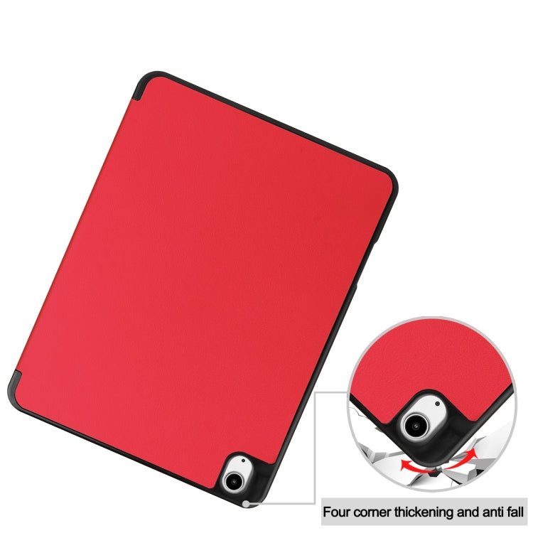 For iPad Air 13 2024 / 2025 Custer TPU Pure Color 3-Fold Holder Smart Leather Tablet Case with Pen Tray(Red) - free shipping - PMC TechLife - Order now!